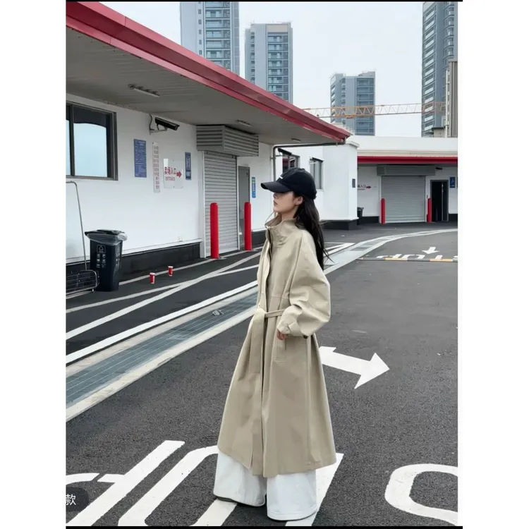 【琉璃爵士】立领风衣女2025年秋季新款中长款气质时尚韩版显瘦外套