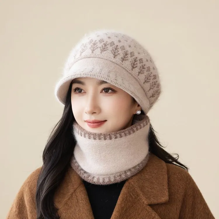 休闲百搭秋冬韩版妈妈帽子针织女士中老年冬天双层加厚毛线帽