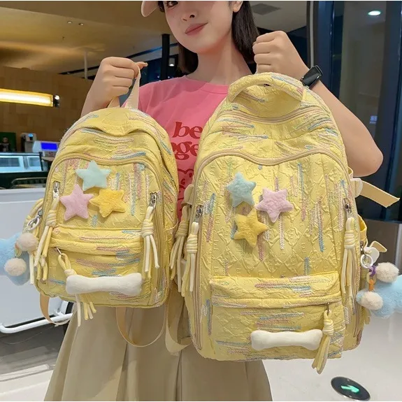 高颜值书包女初中生韩版森系大容量背包高中小学生可爱轻便双肩包