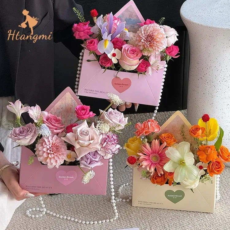 【汉唐美】一封情书花盒新款韩式牛皮纸信封花盒情人节高级感空花盒