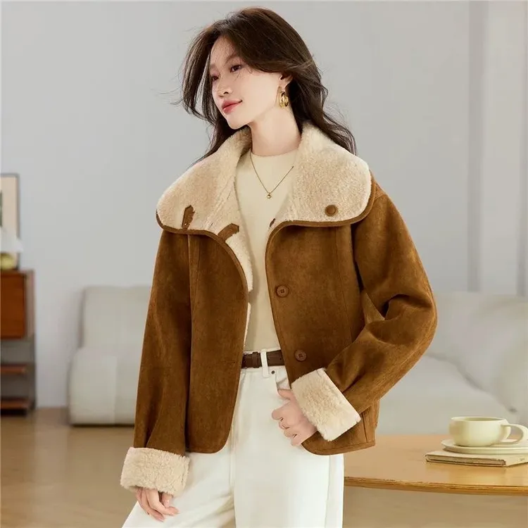 二哥二嫂【两穿毛毛外套】加厚保暖两穿短款毛毛外套