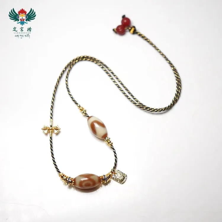 岚宫措｜莲花三眼天珠项链 G058