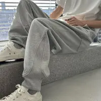琴仔 花灰色加厚设计感拼接橡筋腰抽绳休闲卫裤 D3885