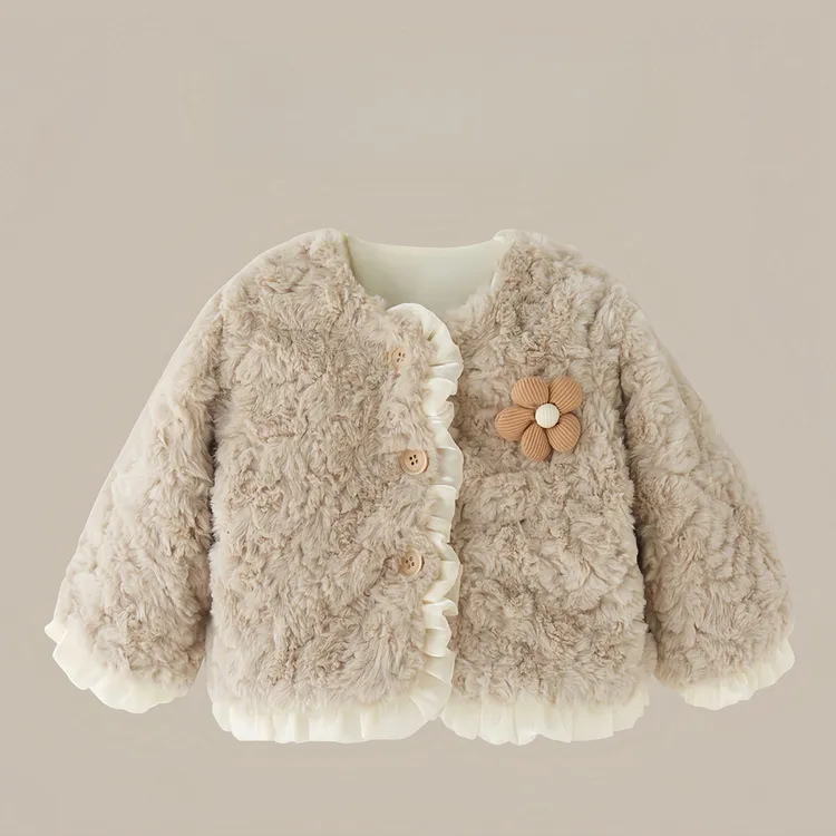 圆领冬季女普通外套女童短款外套小童冬款宝宝男童