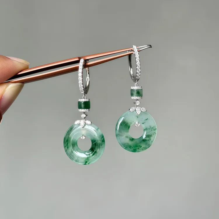 甜甜圈耳环diy配件平安扣专用耳坠万用空托耳饰耳钩耳挂百搭时尚