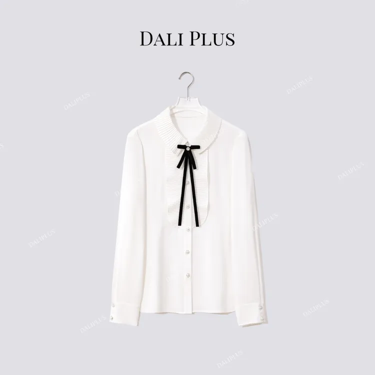 DALI PLUS“风琴”重磅醋酸褶皱百搭衬衫-D5ST1344