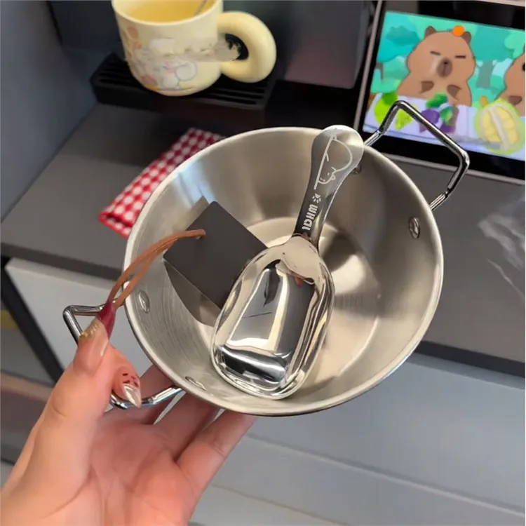 韩式酸奶高颜值iSUS304不锈钢碗双耳碗燕麦碗+卡皮巴拉大头勺