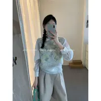 J-2510#一眼就爱上~太韩啦 软糯舒适立体花朵针织马甲背心