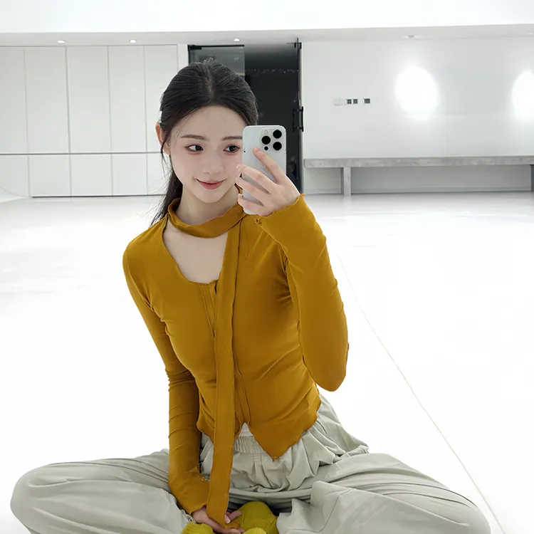 古典舞舞蹈服木耳边挂脖设计款日常上衣秋冬中国舞现代舞训练服装
