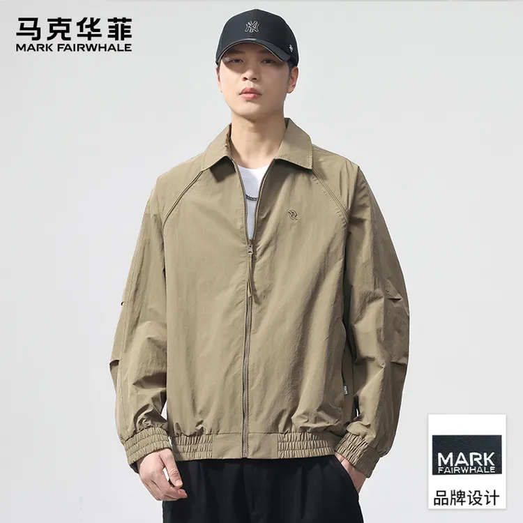 马克华菲克翻领男士外套春秋季2025新款双面穿休闲简约工装夹克男