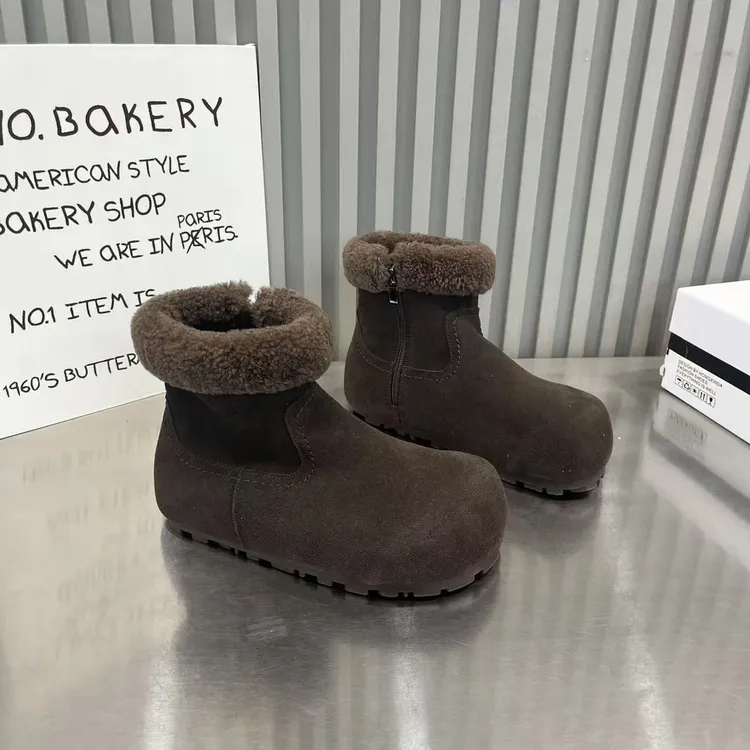 鞋子女款爆款新款休闲百搭雪地靴加绒厚底冬季5厘米保暖毛口短靴