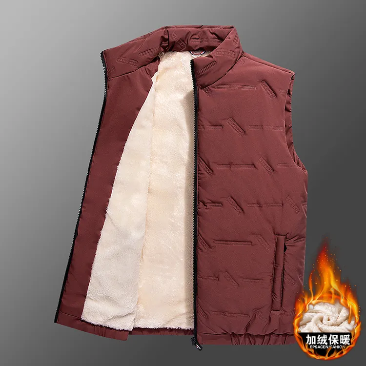 大码秋冬男士外套男款羽绒马甲背心马甲羊羔绒羽绒棉运动保暖无袖