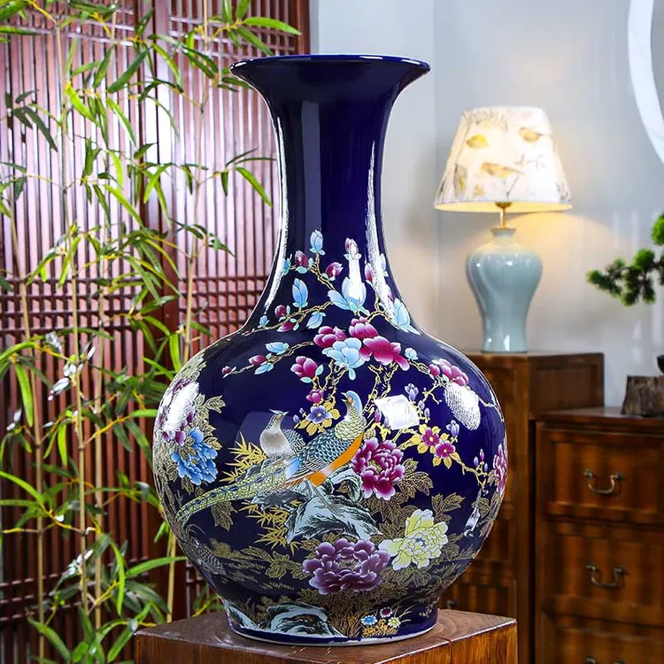 景德镇落地大花瓶摆件大号景泰蓝客厅插花现代中式家居装饰品摆设商品图