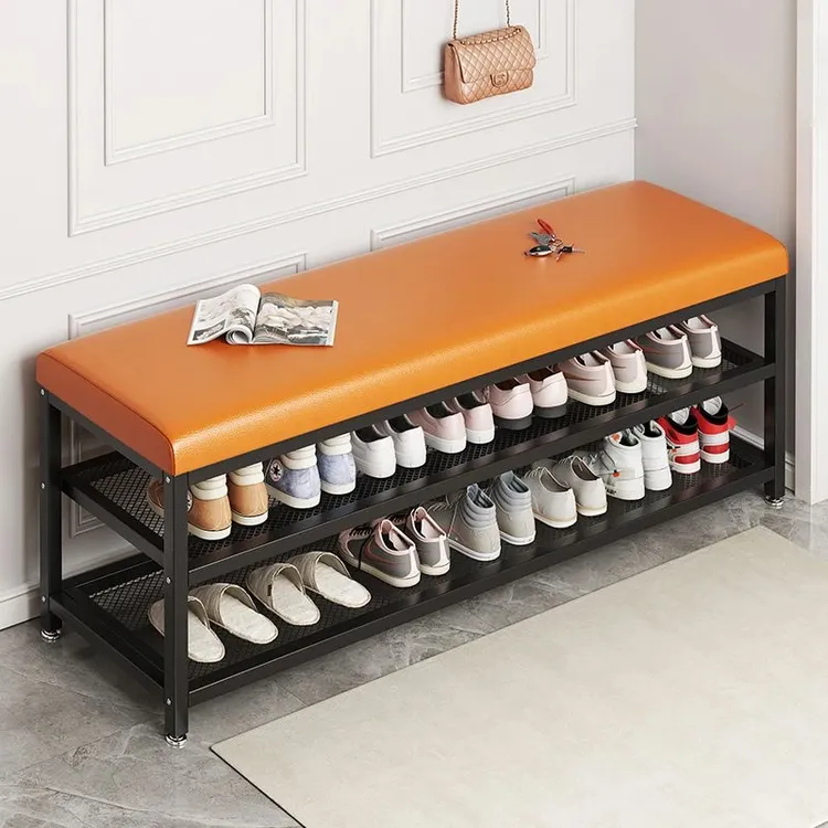 鞋柜新款家用门口轻奢换鞋凳可坐式入户鞋架坐凳一体门口储物软包
