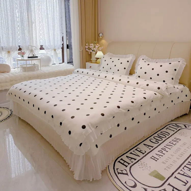 公主风全棉四件套加厚床盖三件套花边款空调夏被纯棉夏被床品套件