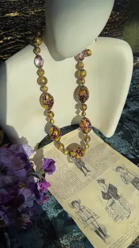 意式紫色人鱼姬单层琉璃项链