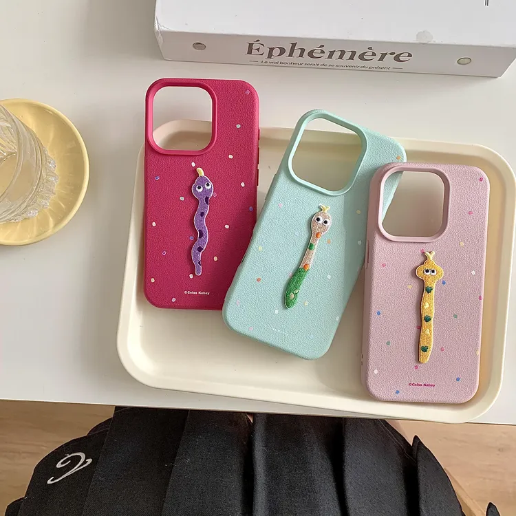 ins可爱皮纹-贪吃蛇软壳适用苹果16promax/14pro/12手机壳