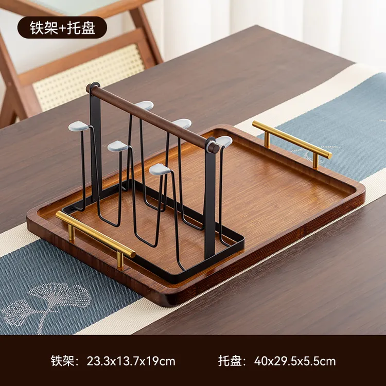杯架子置物架新中式家用玻璃水杯客厅茶杯茶具倒挂收纳沥水托盘
