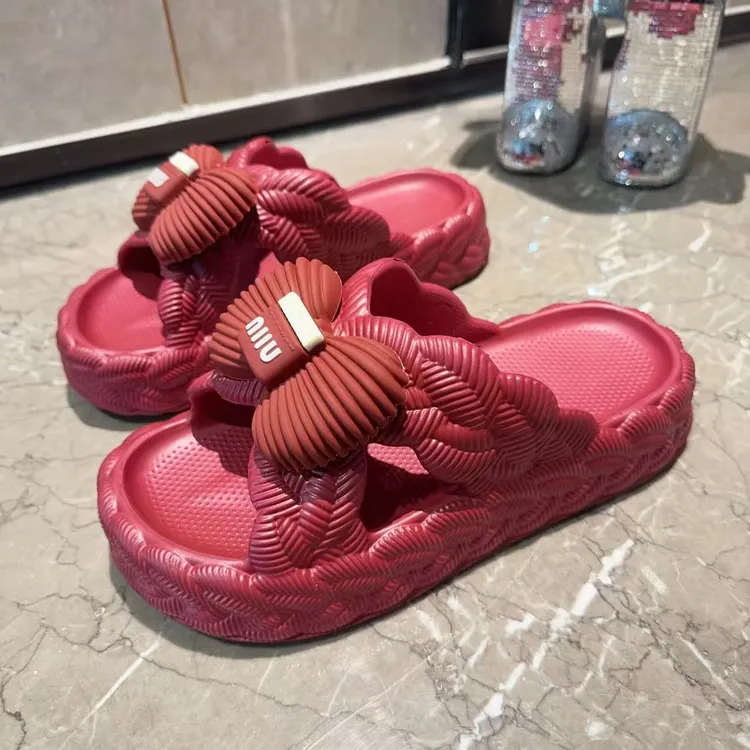【达人专属】121甜美蝴蝶结厚底新款EVA拖鞋