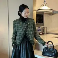 MY M胸106长52复古人字纹高级流苏毛边拉毛毛感长袖外套上衣 3810