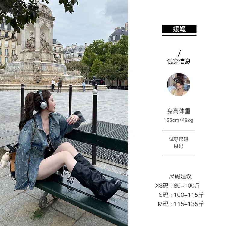 媛媛【沃日拉尔街】春秋复古重工艺水洗韩版气质宽松牛仔外套#W0885