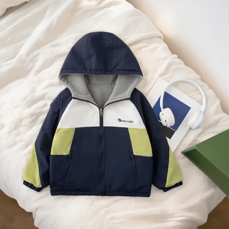 双面穿儿童外套2025秋冬新款男童加绒冲锋衣中大童洋气保暖夹克潮