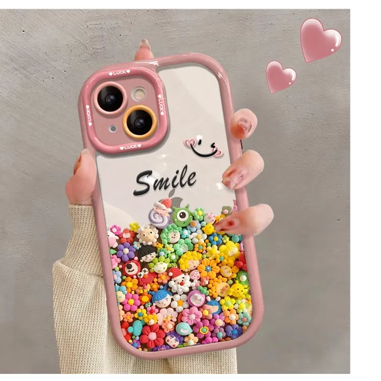 适用iphone14苹果15手机壳17promax彩色粘土花朵12全包防摔16