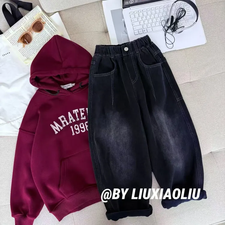 杭州六小六正版 BY LIUXIAOLIU冬季儿童加绒牛仔裤20064