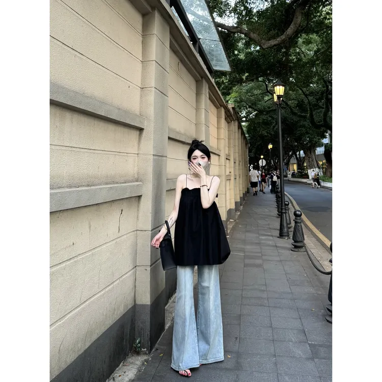 法式小众吊带夏季度假风宽松抹胸上衣女款夏季时尚辣妹风修身上衣商品图