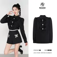 清-Peshe【蝴蝶结衬衫】立领长袖甜美少女风百搭休闲2025春L1211