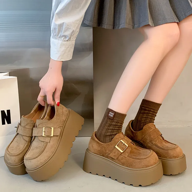 厚底增高全包勃肯鞋女2025新款秋冬小个子时尚百搭乐福鞋博肯单鞋