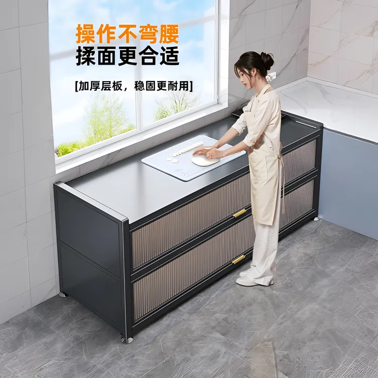 厨房防水置物架落地多层收纳柜多功能家用餐边碗碟柜防尘储物橱柜