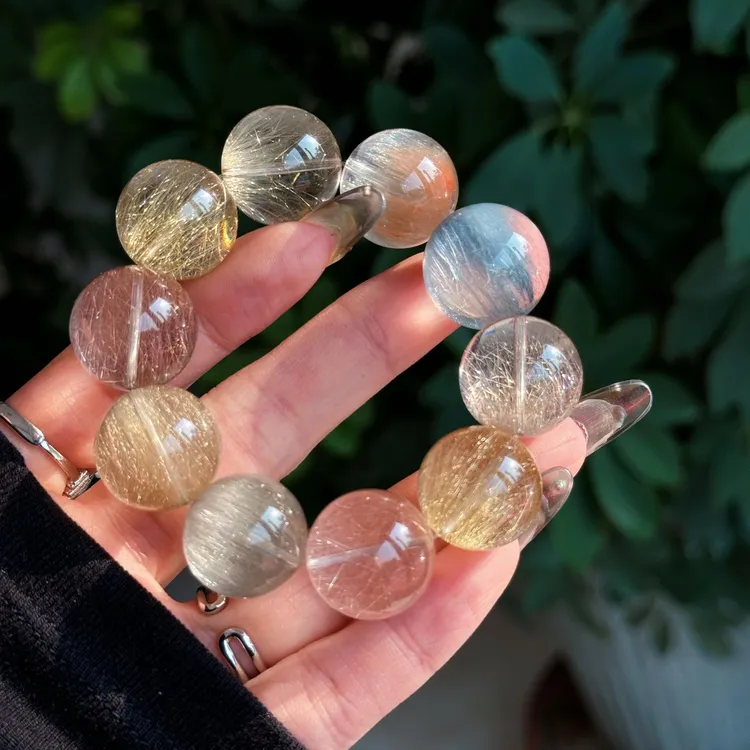 高货正品彩糖兔毛手串天然冰种净体顺毛水晶珠串首饰女多样性发一