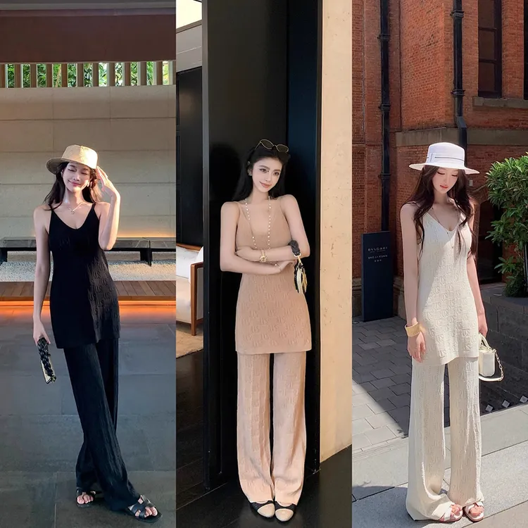 “Summer松弛感针织”主打夏日清凉感！细腻冰麻针织吊带长裤套装