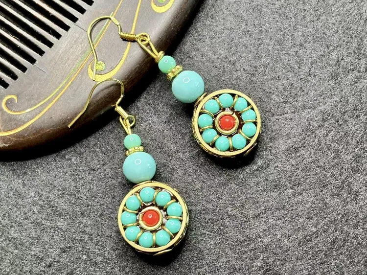 铜合金耳饰 手工民族风印尼风古典风百搭耳饰