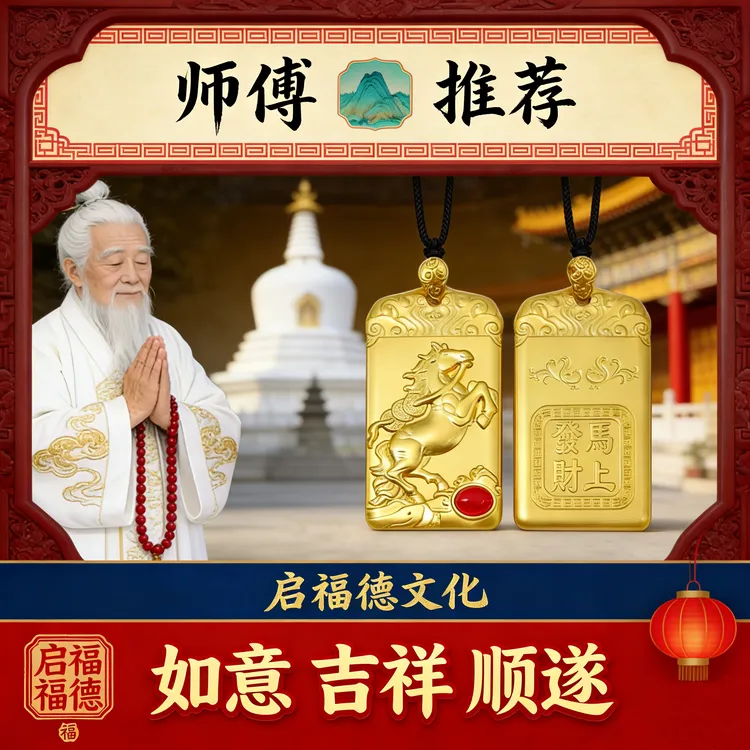 【师傅已颂】古法马上有乾生肖马年吊牌挂件z商品图