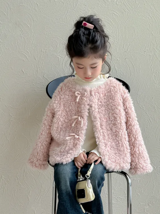 女童毛毛衣2025秋冬新款仿皮草高端毛毛衣女童甜美洋气皮毛一体