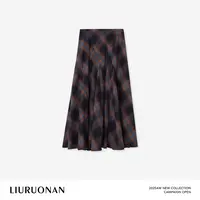 LIURUONAN 25WIN【花神咖啡馆】复古格纹高腰显瘦A字半身裙