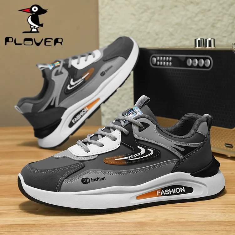 香港啄木鸟集团PLOVER皮面运动鞋2026潮流老爹鞋软底防滑跑步鞋