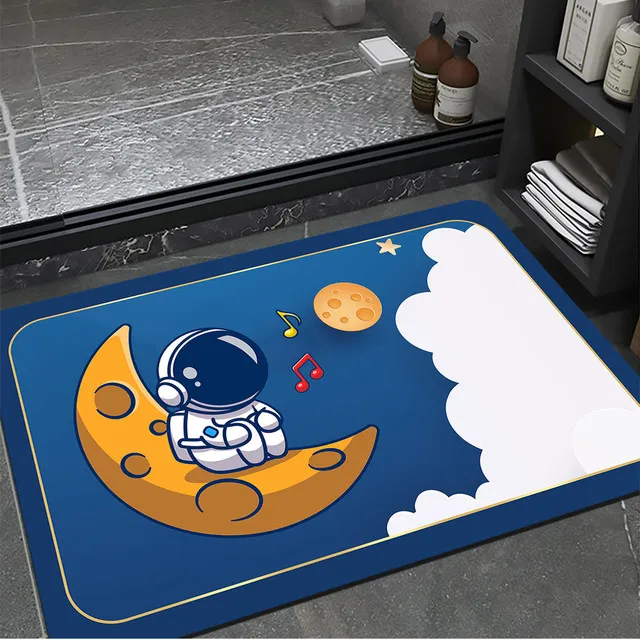 太空人浴室地垫软硅藻泥吸水垫卫生间厕所卫浴门口防滑脚垫软地毯