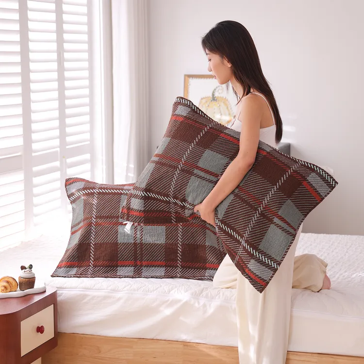 100%纯棉纱布枕巾一对装2025新款全棉简约家用枕头巾吸汗透气盖巾商品图