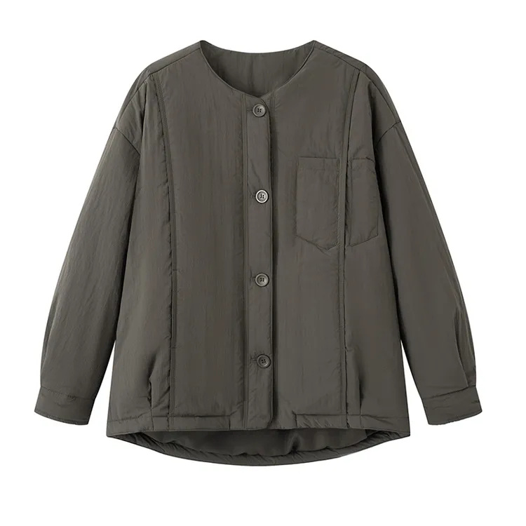 MM商场同款2025冬季新款宽松简约减龄棉服绵羊毛外套圆领棉衣2671