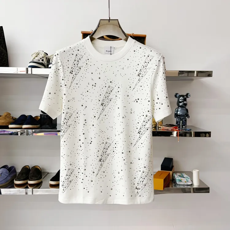 2025秋冬新款男装潮流百搭男士时尚烫钻修身短袖T恤Z+28053