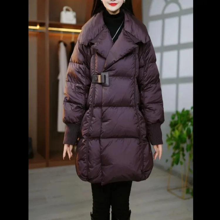 2024秋冬新品中长款白鸭绒羽绒服女洋气减龄时尚优雅遮肉冬季保暖