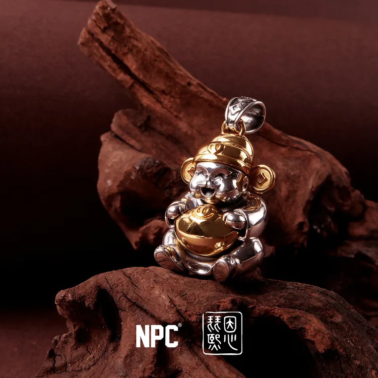 吊坠925银  NPC潮牌16周年财神元宝吊坠做旧潮流饰品NP58AC07-09