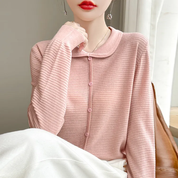 胖mm春秋大码娃娃领女士毛衣遮肚子巨显瘦上衣内搭针织打底羊毛衫