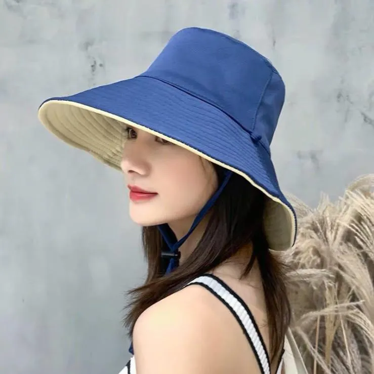渔夫帽双面带春夏季新款韩版学生太阳帽户外出游大檐遮脸防晒帽女