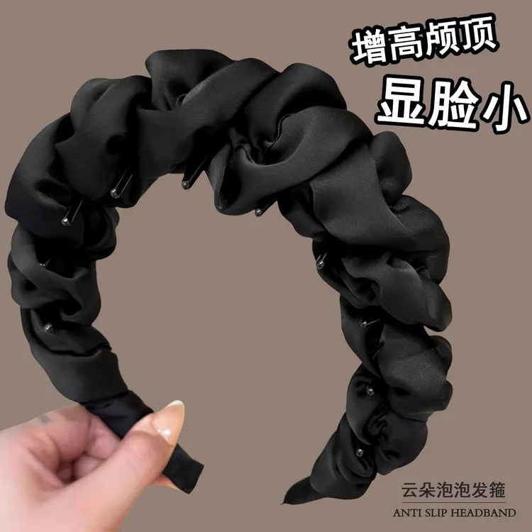 猪大肠褶皱高颅顶发箍日常休闲显脸小发卡头包脸简约洗漱发箍商品图