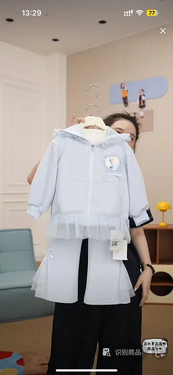 【现货】韩系百搭洋气卡通连帽外套花边套装（秋款）WZJ-25605