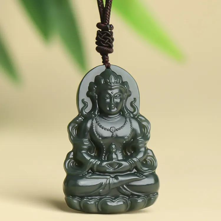 和田玉青玉度母观音吊坠 观音菩萨双面精雕 高档大气(多样性发一商品图